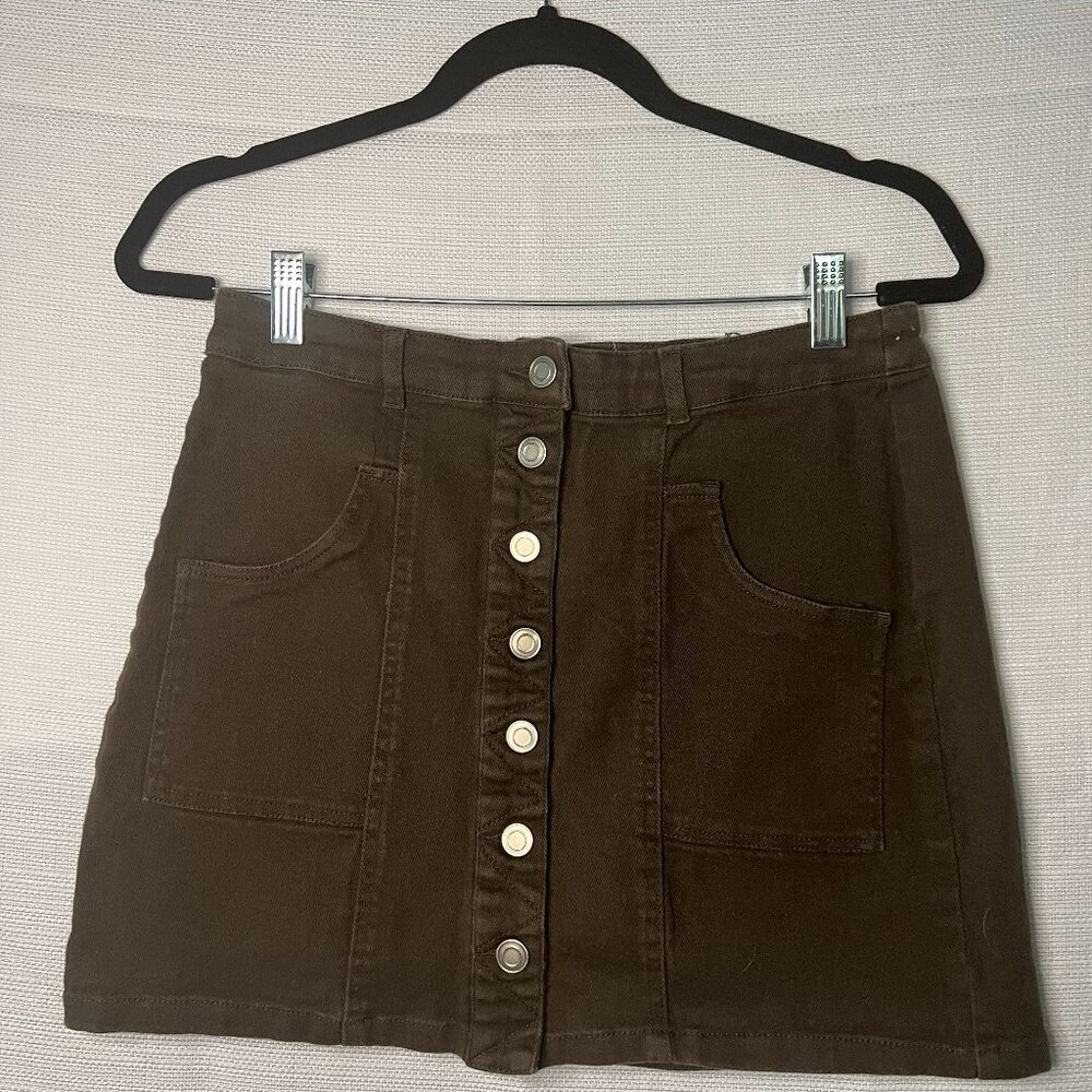 Altar’d State Button Up Mini Skirt with cargo pockets Medium Green - 0403